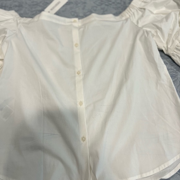 Banana Republic Off-Shoulder White Poplin Blouse super stretch shirt💥NEW - Picture 13 of 16